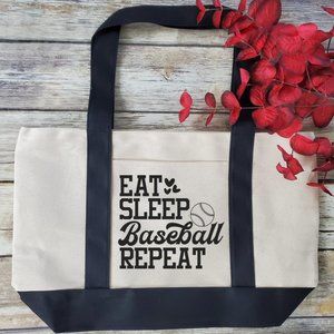 Eat Sleep Baseball Repeat - large Canvas Tote Bag